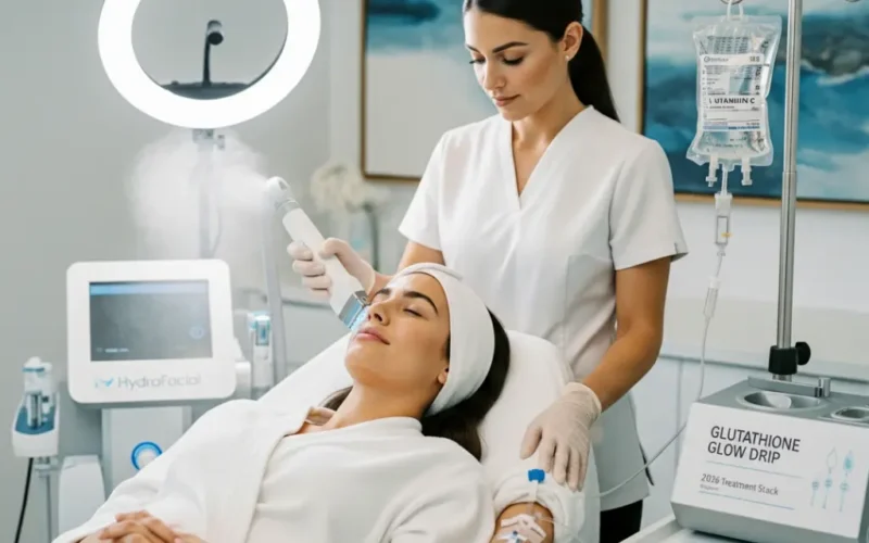 The Rise of Treatment Stacking Why the HydraFacial and IV Glow Drip Combination is the New 2026 Standard